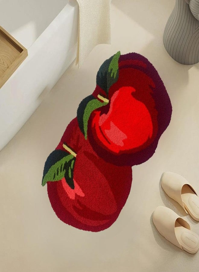 ABREEZE Lovely Fruit Rugs, Apple Shaped Area Rugs, Christmas Rug, Lovely Child Rugs, Non-Slip Washable Soft Door Mat for Living Room, Bedroom, Nursery and Kitchen,red,17.7"x31.5" - Image 3